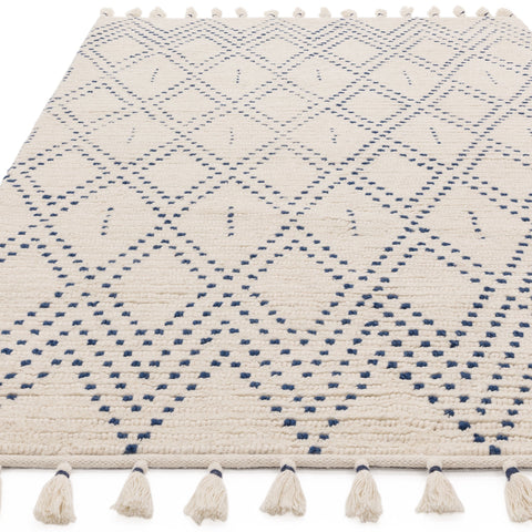 CREAM AND BLUE NEPAL RUG