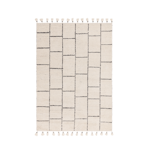 NEPAL CREAM & BLACK TILE RUG